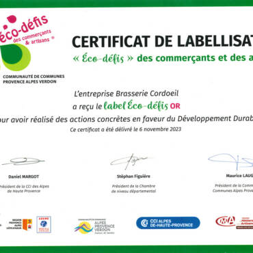 Label Or Eco-défis avec Mention Défi Remarquable